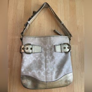 Genuine Coach cream and gold shoulder bag